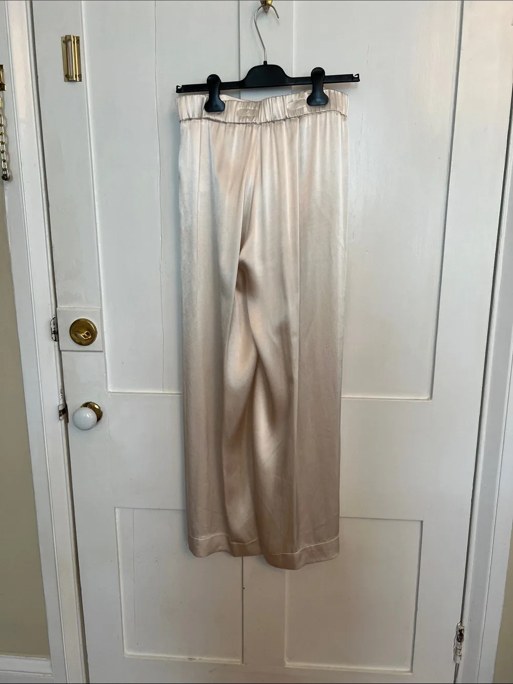 Free People Champagne Satin Wide-Leg Dress Pants